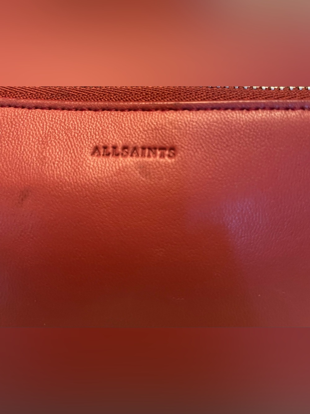 Allsaints Burgundy Leather Pouch - Picture 3 of 8